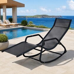 Durable Black Rocking Lounge Chair for Indoor and Outdoor