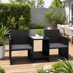 Stylish Outdoor Wicker Loveseat Bistro Set for Two