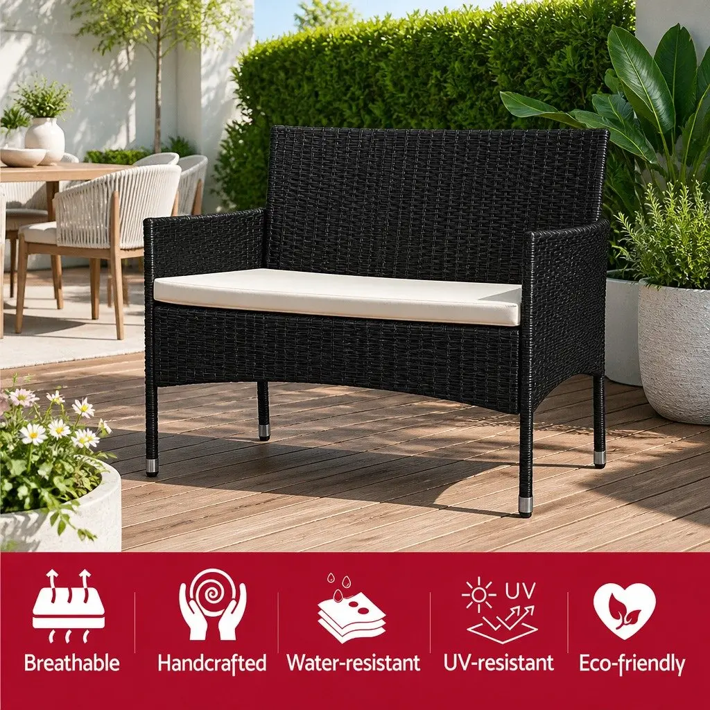 Outdoor Wicker Loveseat Bistro Set for Two