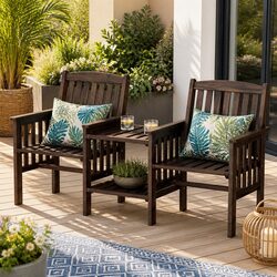 Charcoal 2-Seater Outdoor Loveseat with Table Set