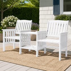 Sturdy Wooden 2-Seater Garden Bench with Table