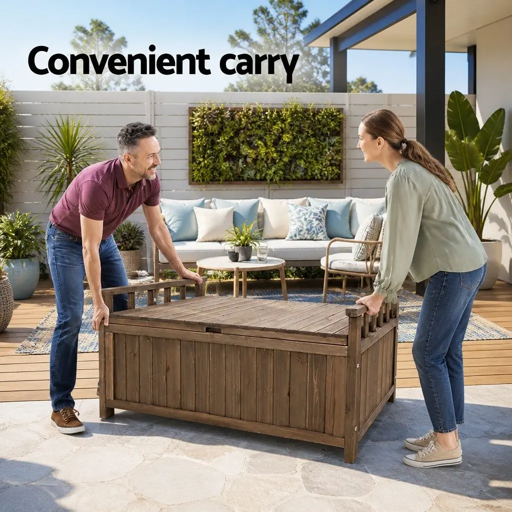Outdoor Storage Bench Box Fir Wood 106cm Brown