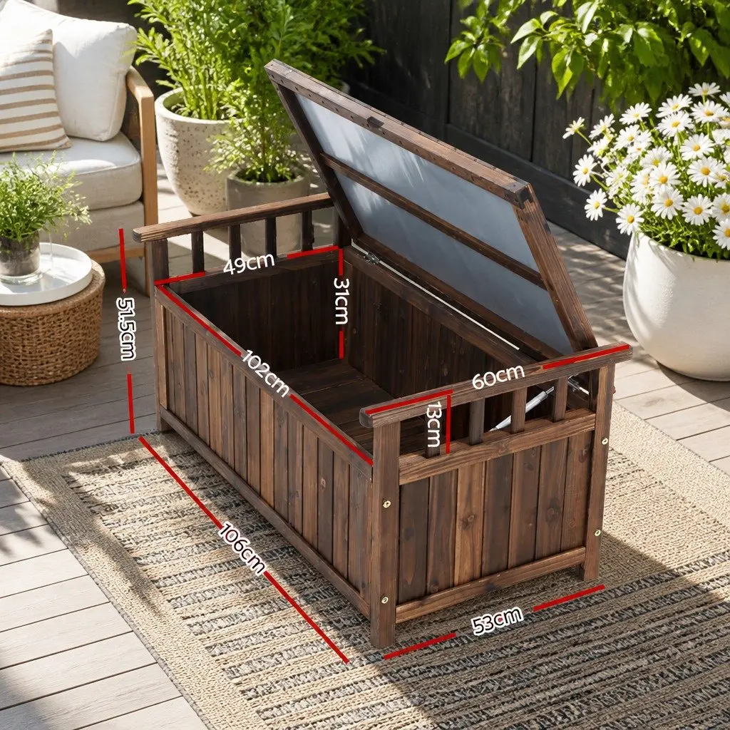 Outdoor Storage Bench Box Fir Wood 106cm Charcoal