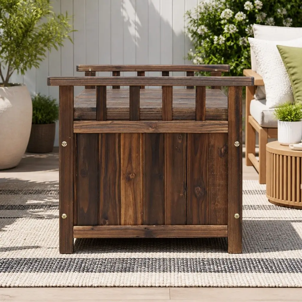 Outdoor Storage Bench Box Fir Wood 106cm Charcoal