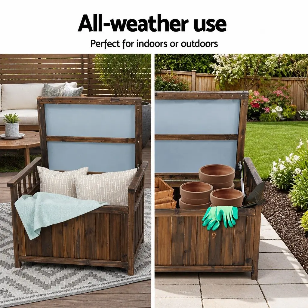 Outdoor Storage Bench Box Fir Wood 106cm Charcoal