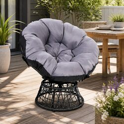 Sturdy Black Papasan Chair with Rotating Design