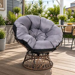 Outdoor Wicker Papasan Chair with Rotating Cushion