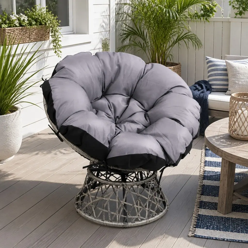 360° Rotatable Papasan Chair with Cushion