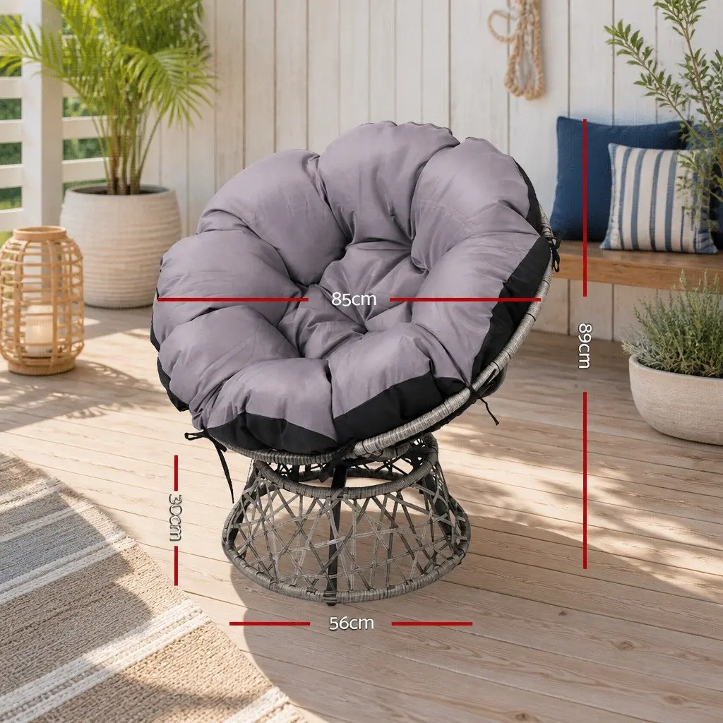 360° Rotatable Papasan Chair with Cushion