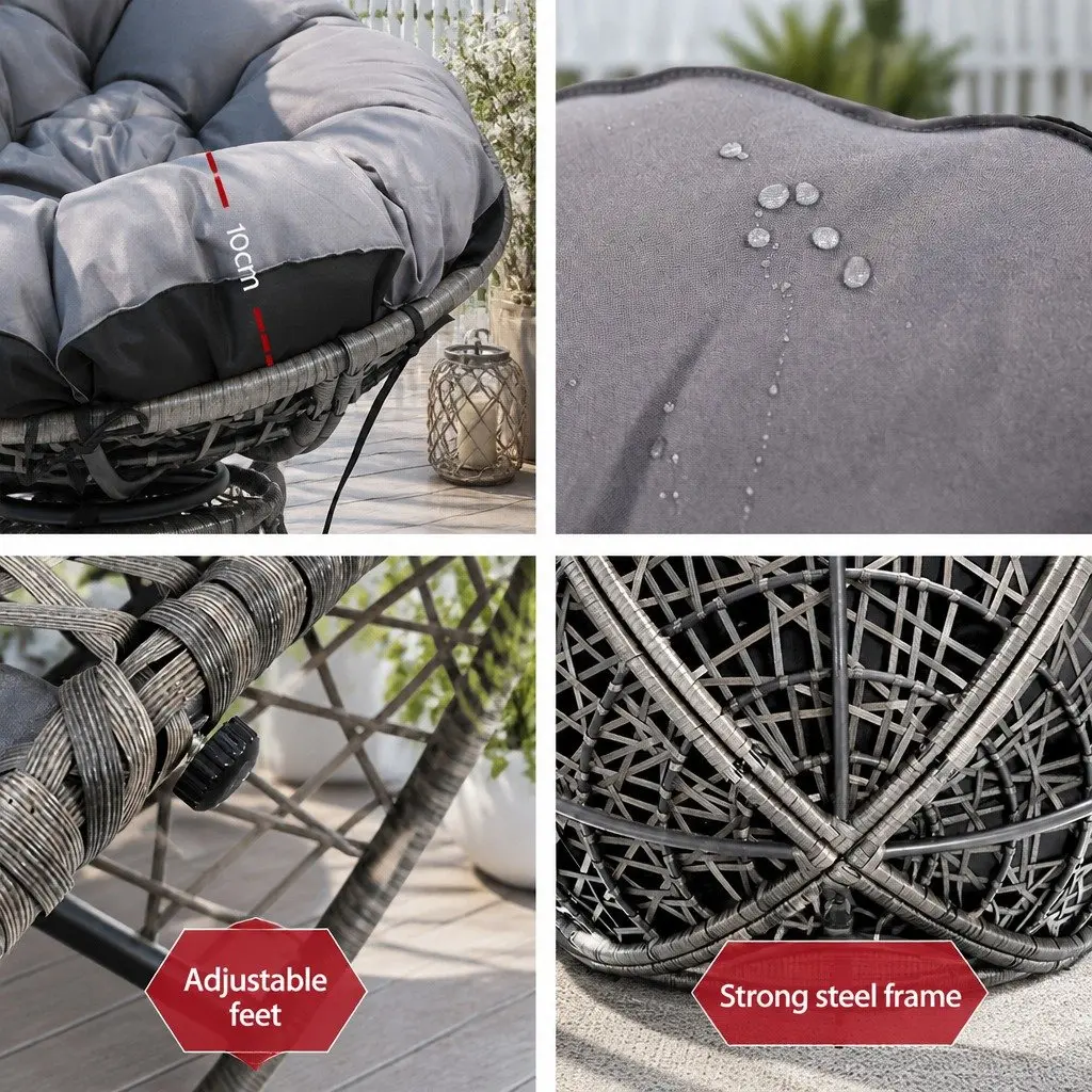 360° Rotatable Papasan Chair with Cushion