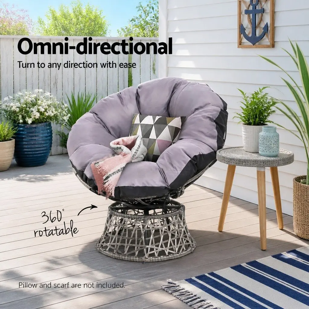 360° Rotatable Papasan Chair with Cushion
