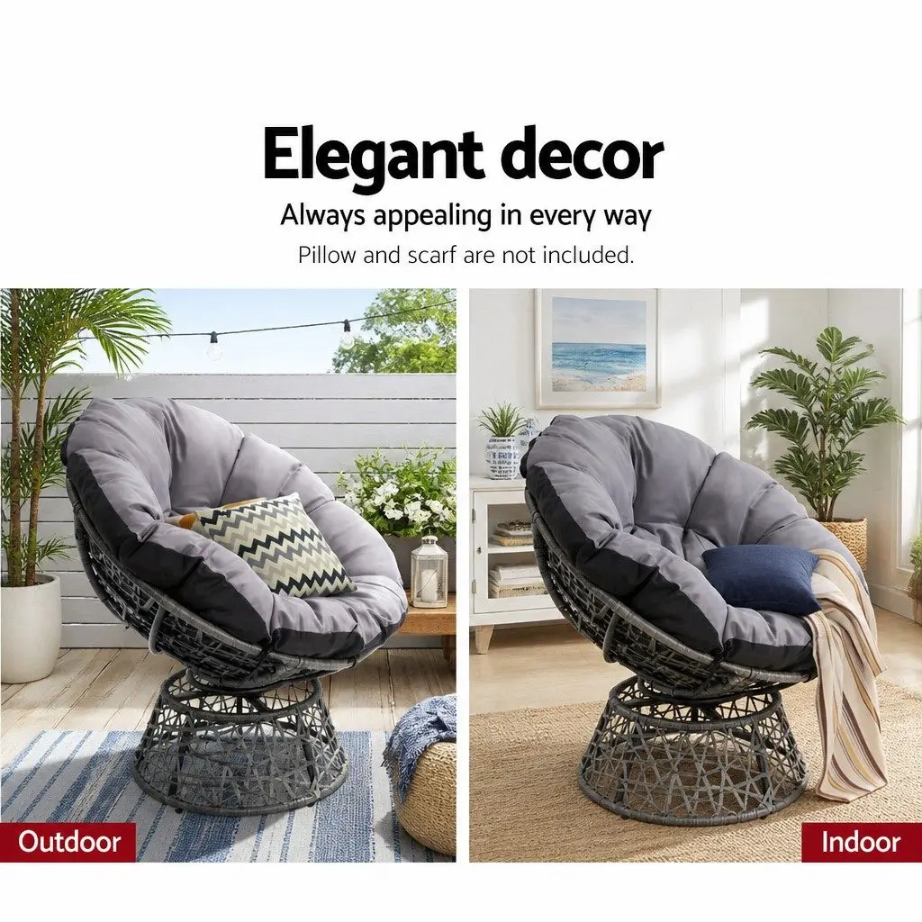360° Rotatable Papasan Chair with Cushion