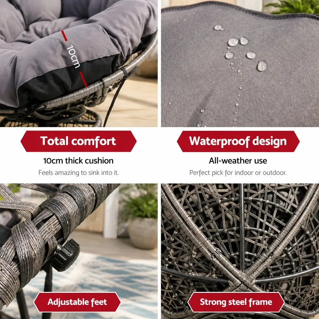 360° Rotatable Papasan Chair with Cushion