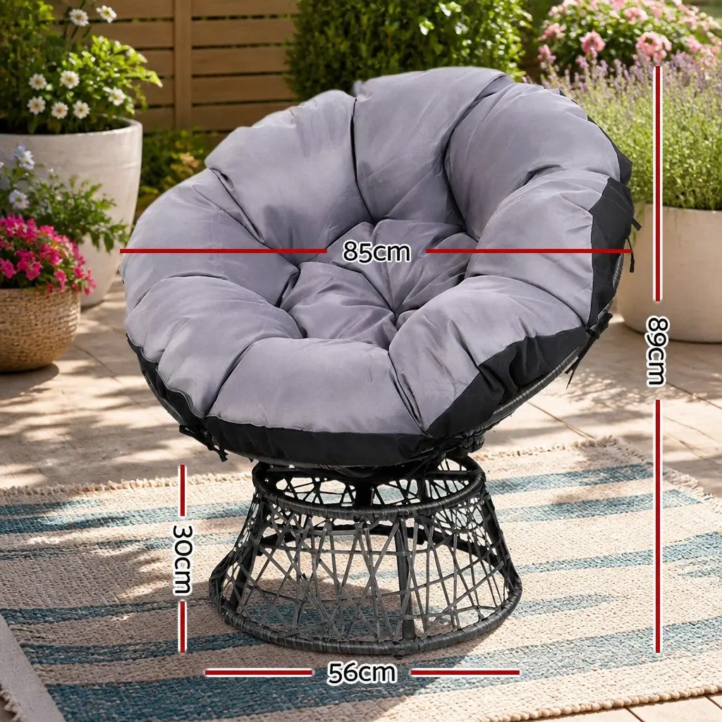 Papasan Chair and Side Table Set for Outdoor Use