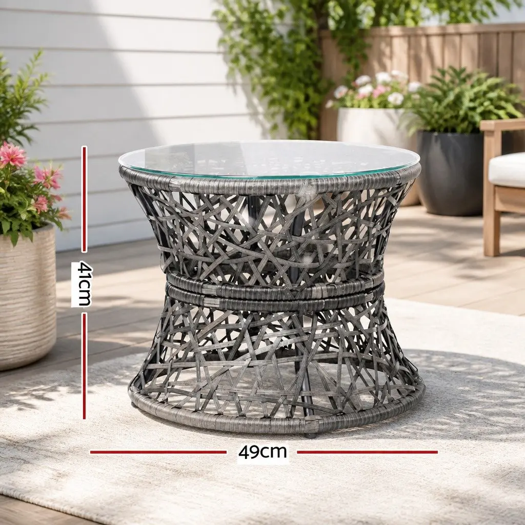 Papasan Chair and Side Table Set for Outdoor Use