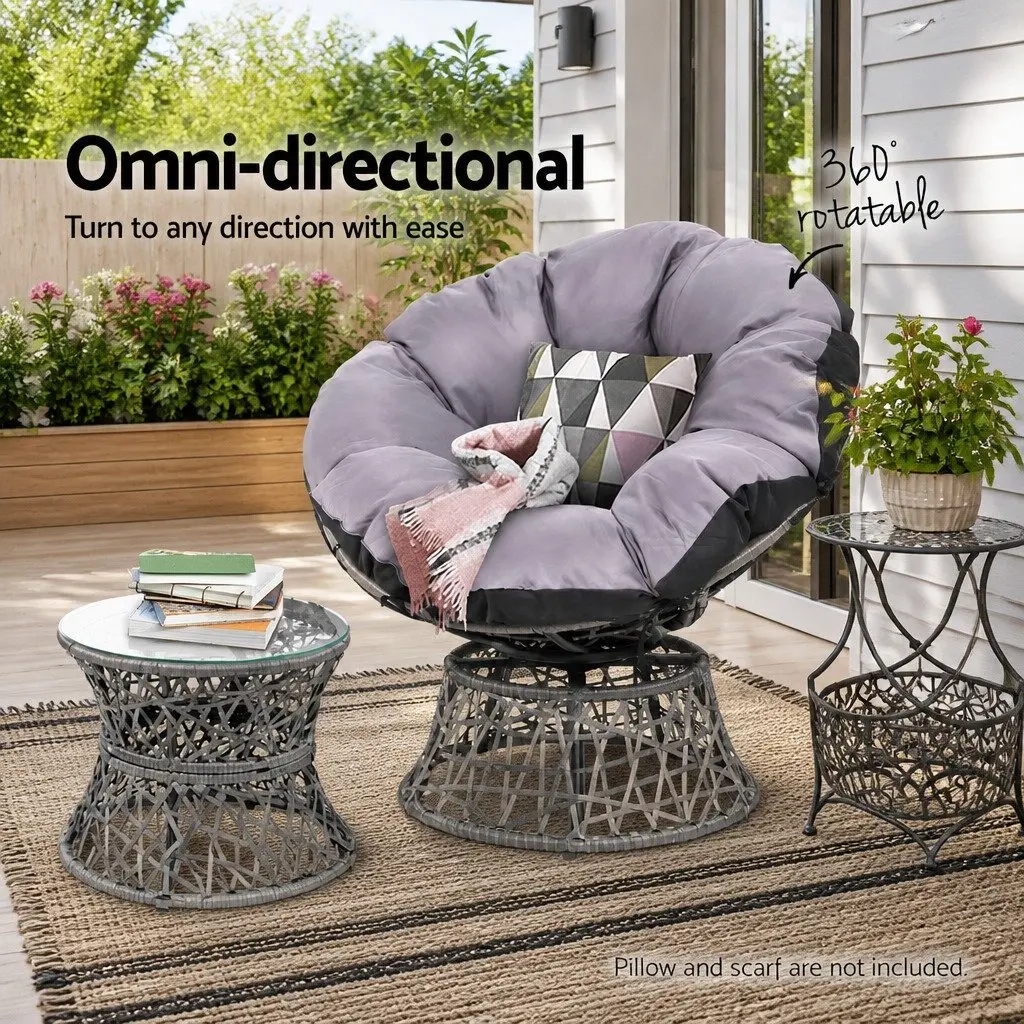 Papasan Chair and Side Table Set for Outdoor Use