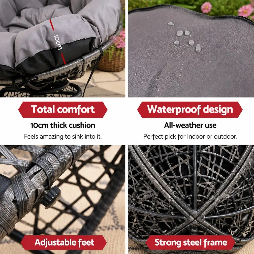Papasan Chair and Side Table Set for Outdoor Use