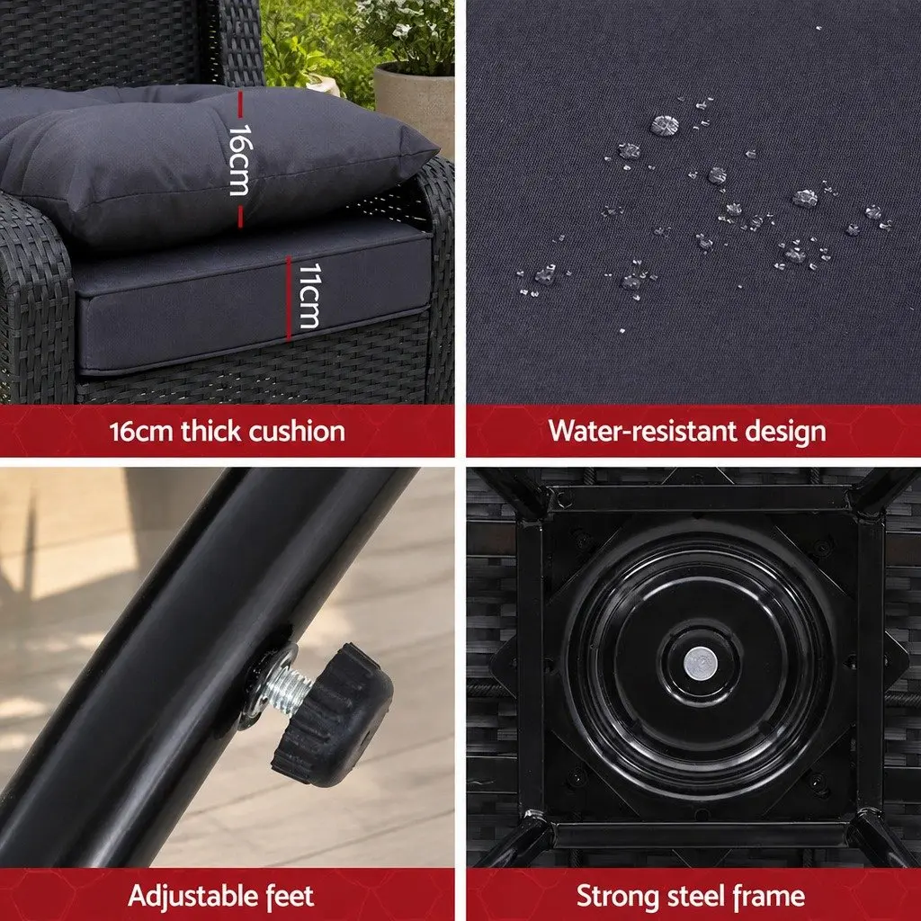 3-Piece Outdoor Swivel Chair Set with Glass Table