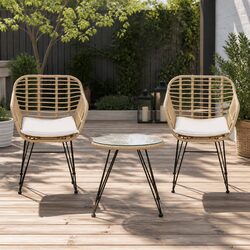 Durable 3PC Outdoor Bistro Set with Cushions