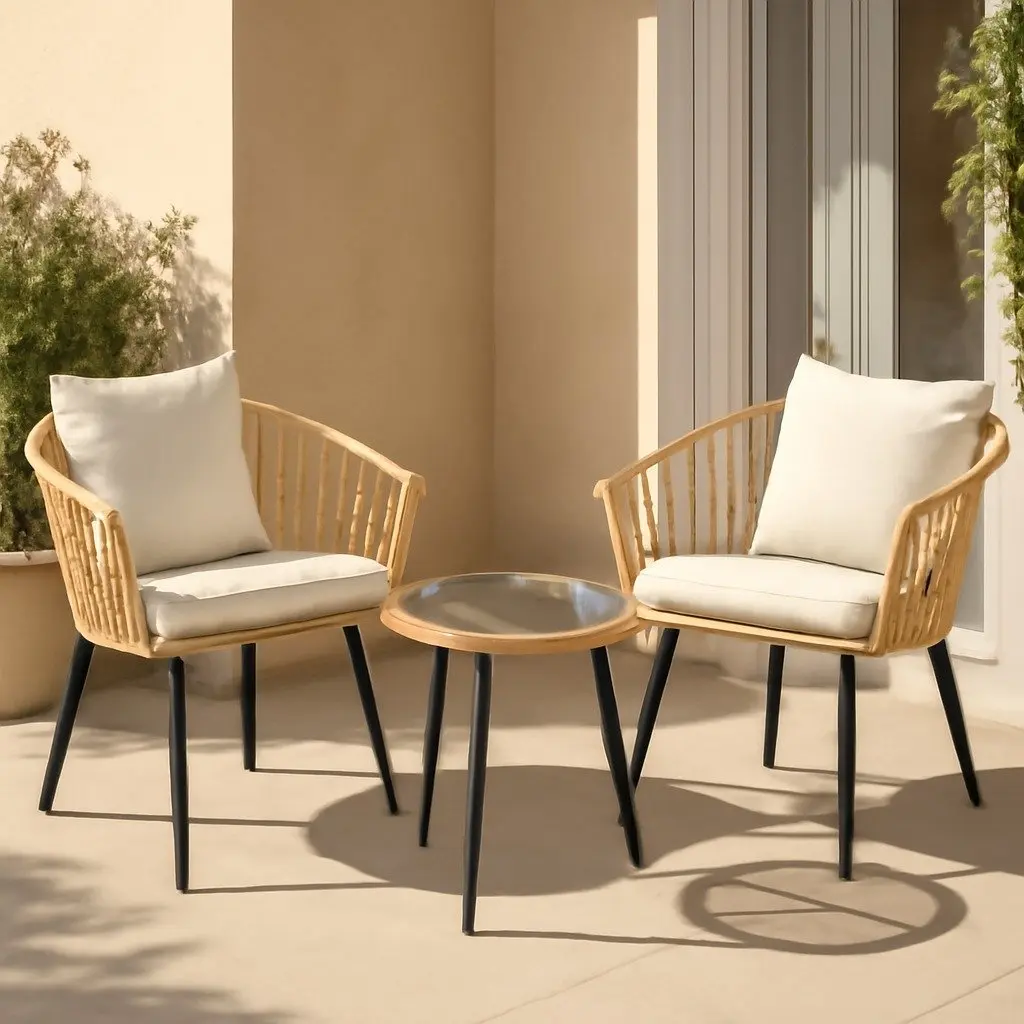 3-Piece Outdoor Lounge Set with Table and Chairs