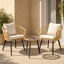 Sturdy 3-Piece Outdoor Lounge Set with Table and Chairs