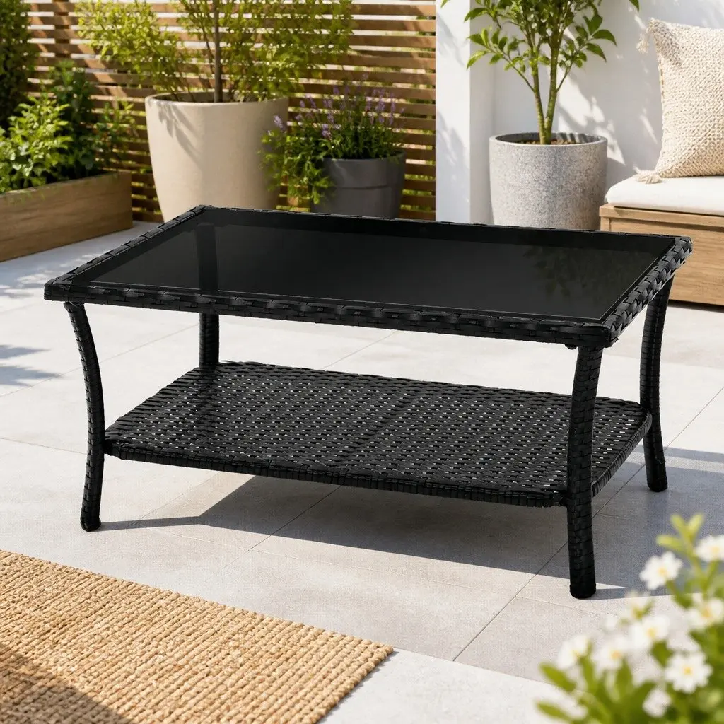 4-Piece Outdoor Sofa Set with Wicker Armchairs