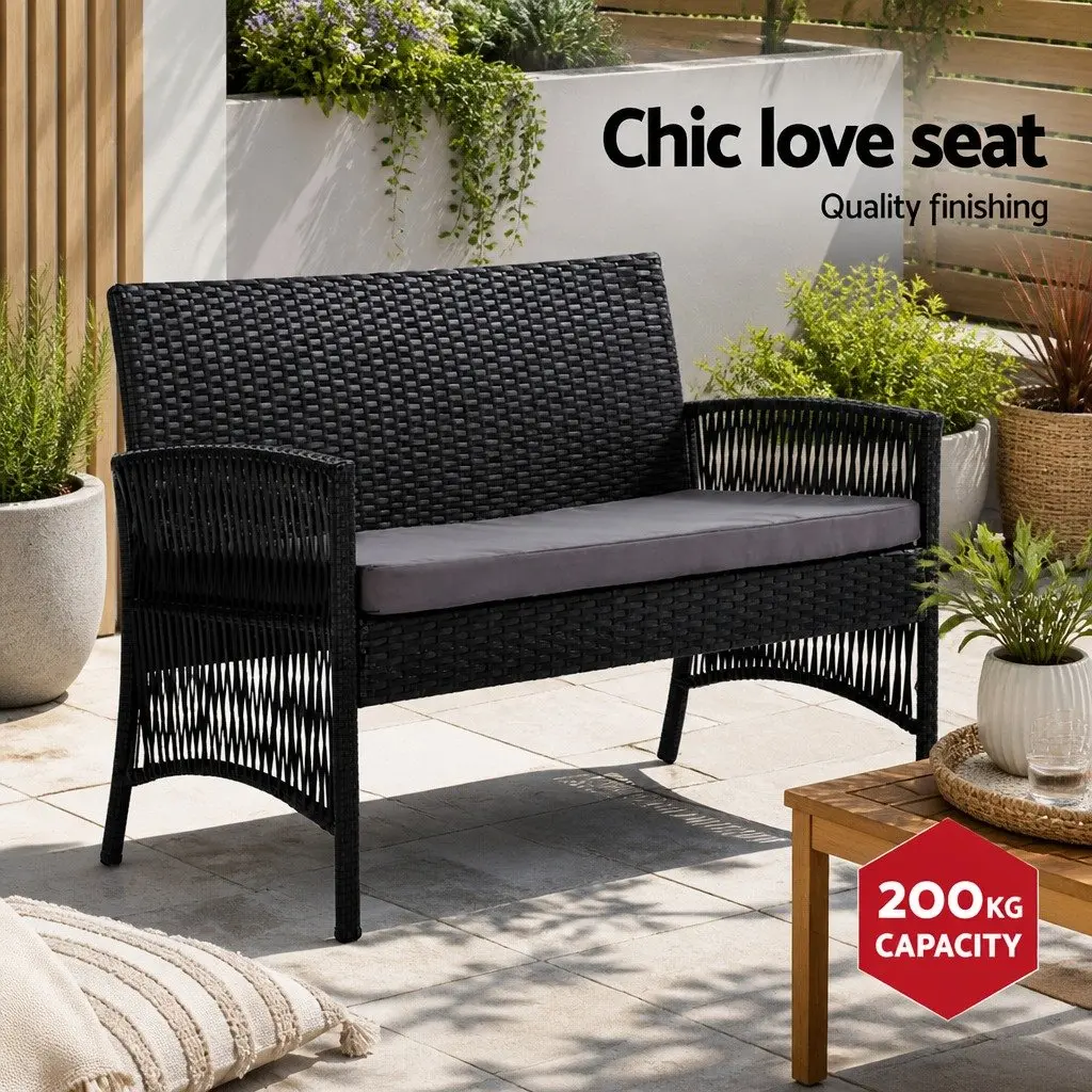 4-Piece Outdoor Sofa Set with Wicker Armchairs