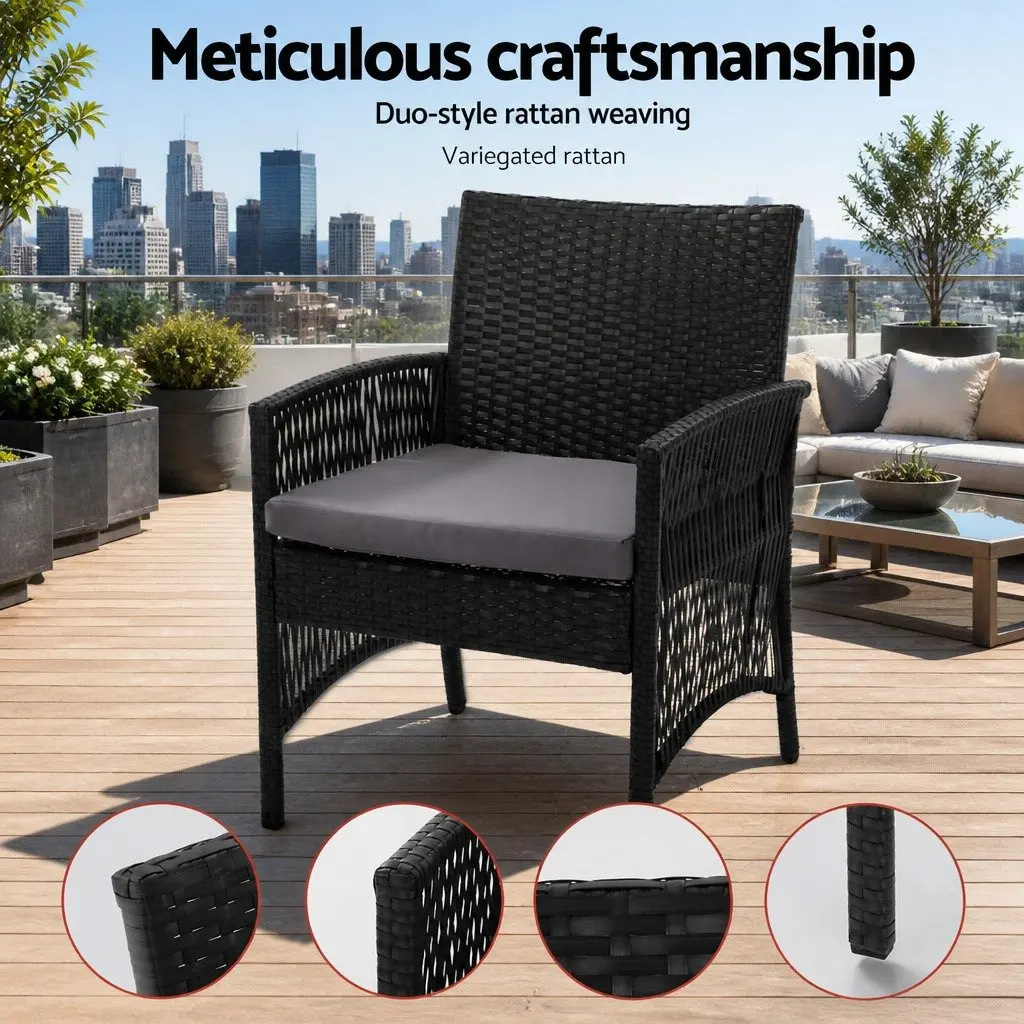 4PC Outdoor Wicker Sofa Set with Chairs and Table