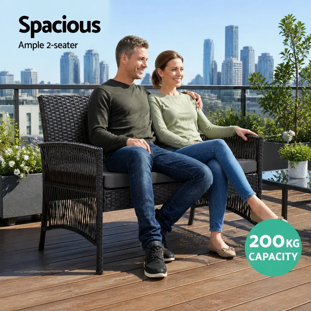 4PC Outdoor Wicker Sofa Set with Chairs and Table
