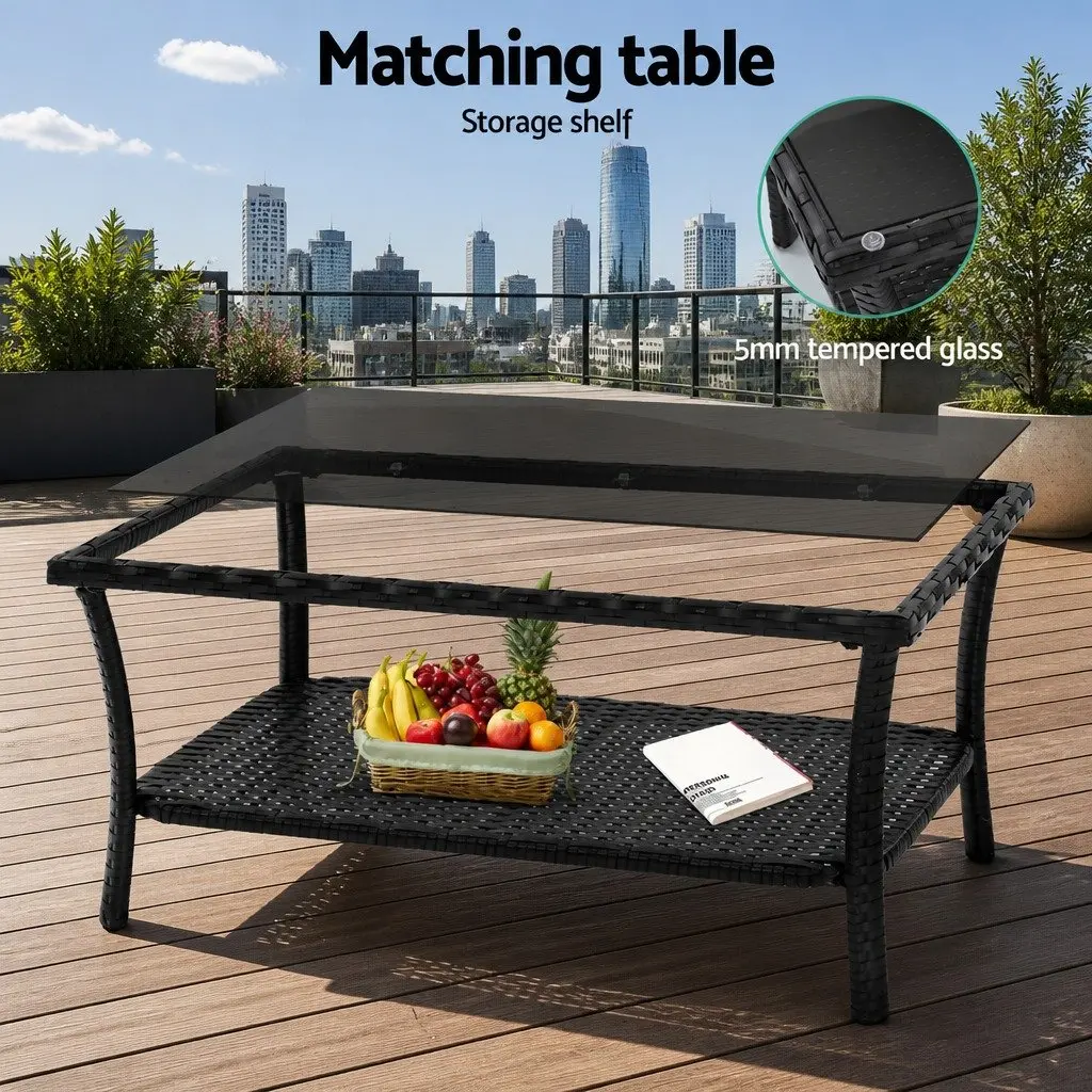 4PC Outdoor Wicker Sofa Set with Chairs and Table