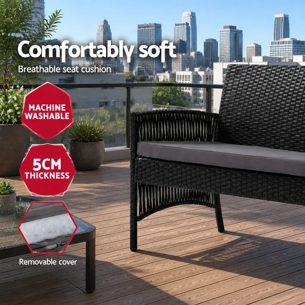 4PC Outdoor Wicker Sofa Set with Chairs and Table