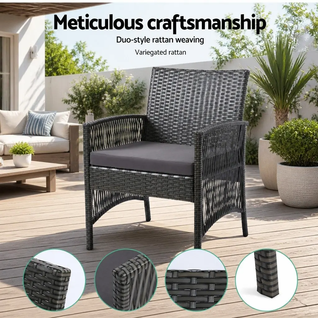 Outdoor Sofa Set Wicker 4 Piece Dark Grey