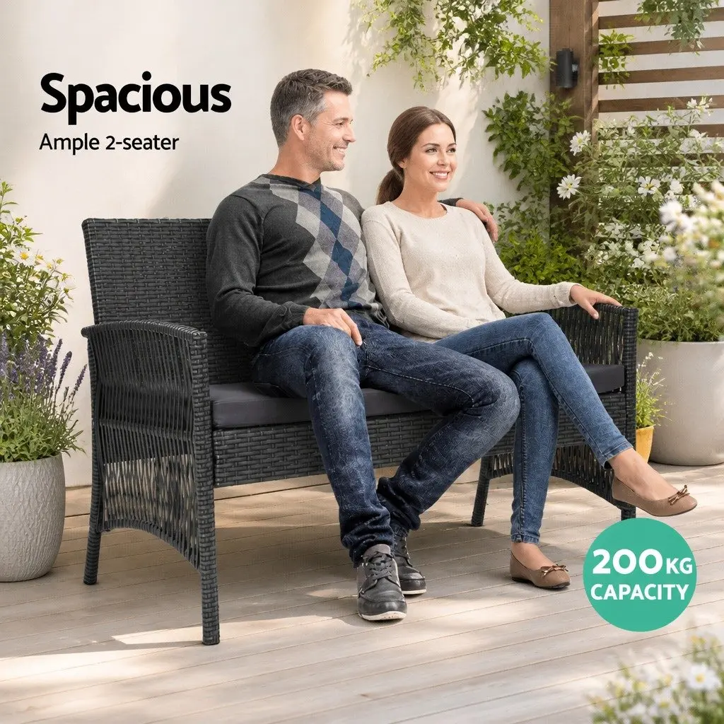 Outdoor Sofa Set Wicker 4 Piece Dark Grey