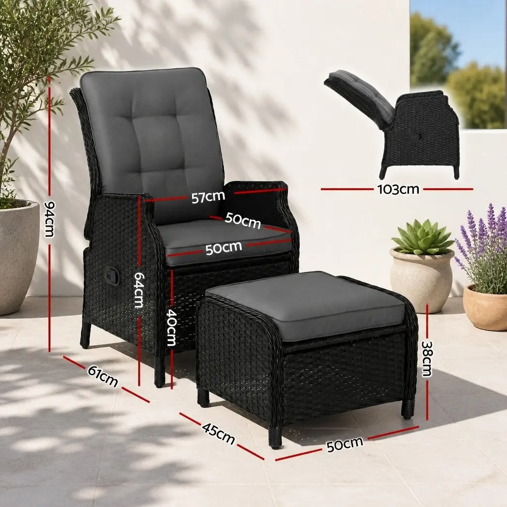 Wicker Recliner Chair with Adjustable Backrest