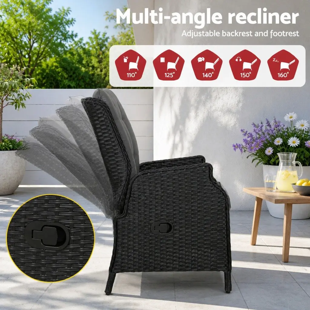 Wicker Recliner Chair with Adjustable Backrest