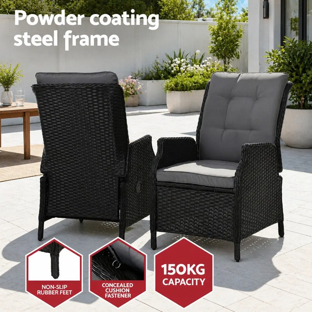 Wicker Recliner Chair with Adjustable Backrest
