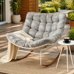 Premium White Outdoor Rocking Chair for Relaxation