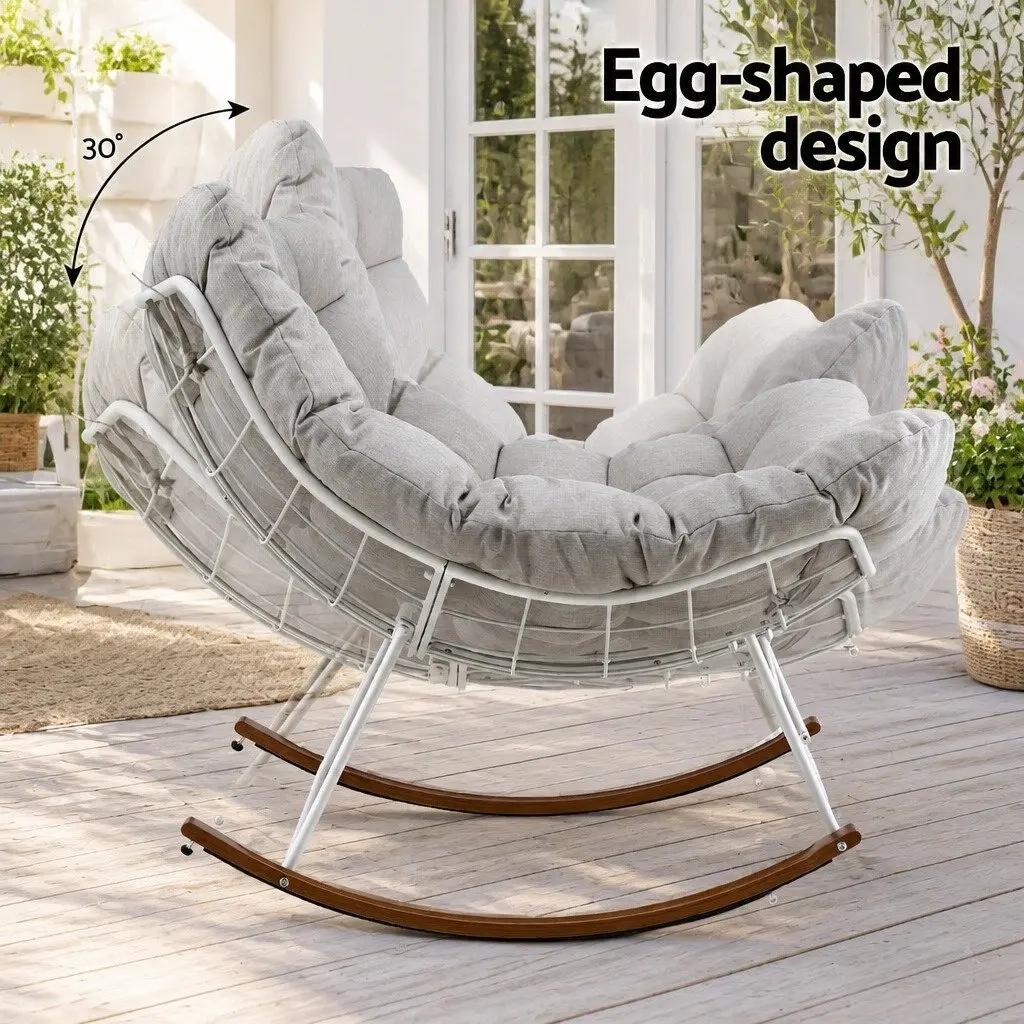 Outdoor Chair Steel 107cm x 91cm x 98cm White Beige