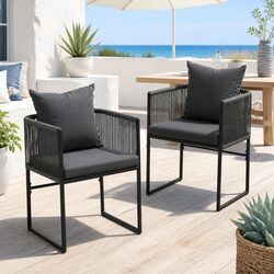 Stylish Outdoor Dining Chairs 2PC with Steel Frame