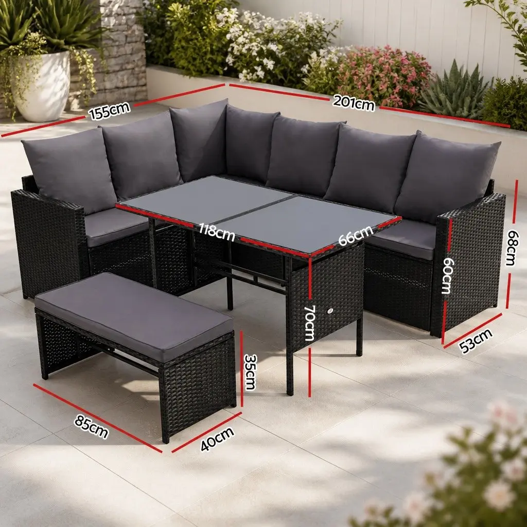 9-Seater Outdoor Sofa Dining Set with Table