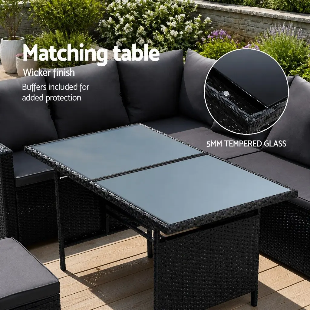 9-Seater Outdoor Sofa Dining Set with Table