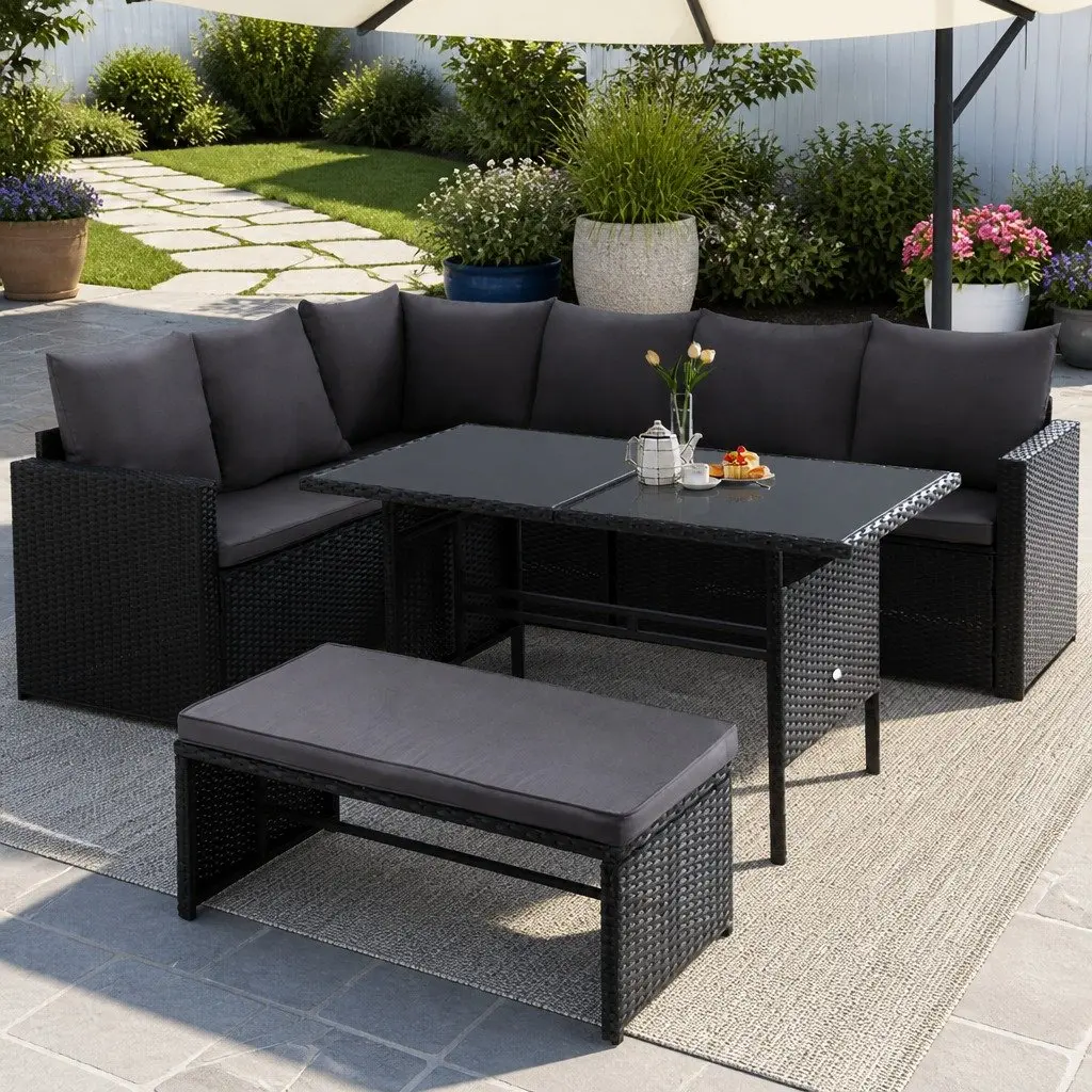 8-Seater Outdoor Sofa Dining Set with Table