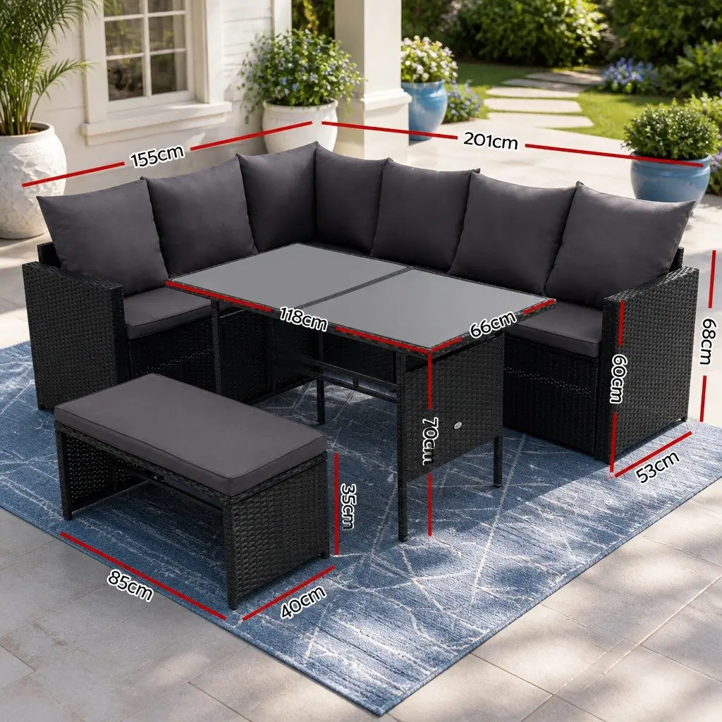 8-Seater Outdoor Sofa Dining Set with Table