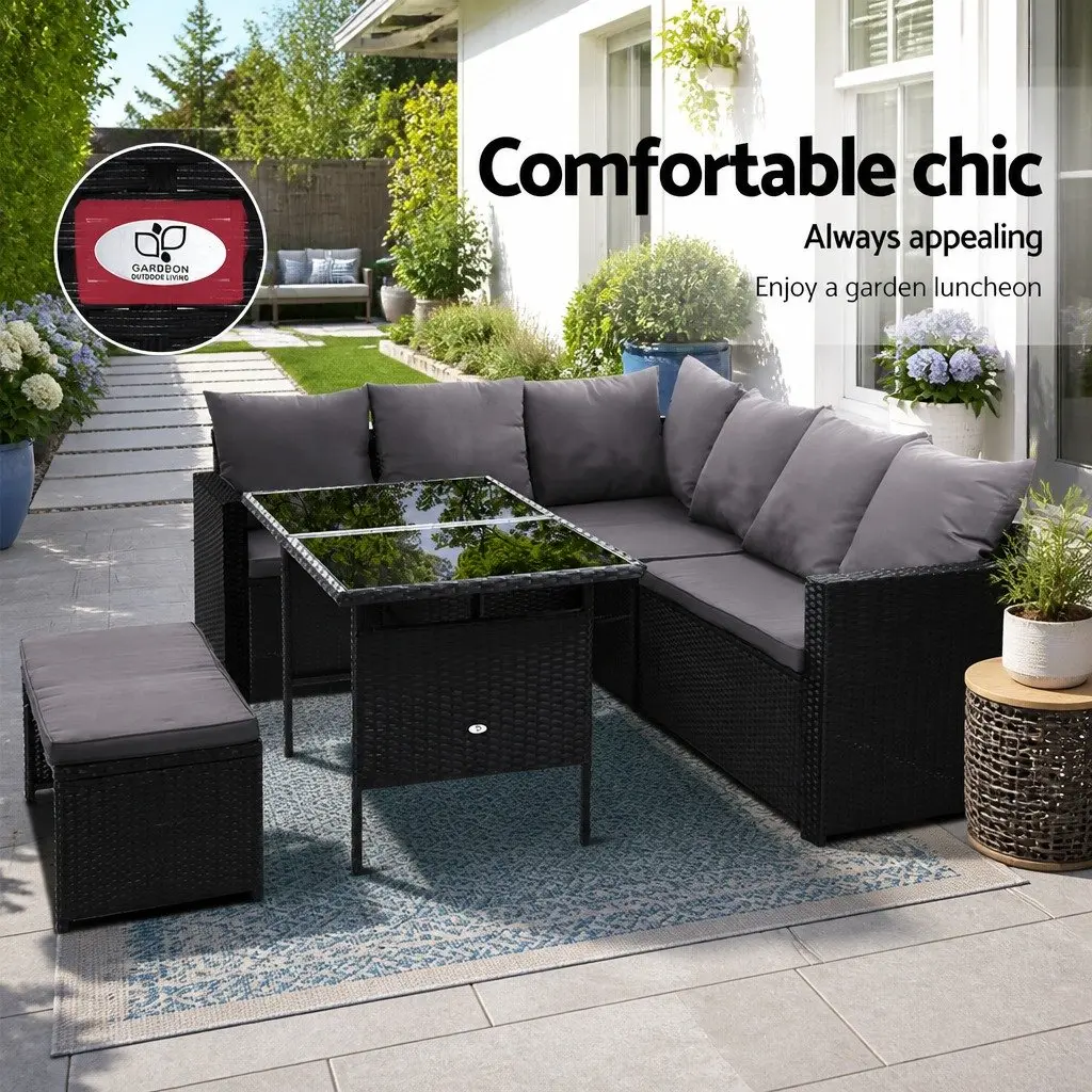 8-Seater Outdoor Sofa Dining Set with Table