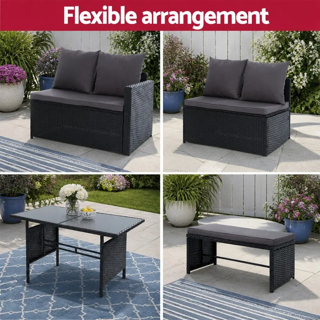 8-Seater Outdoor Sofa Dining Set with Table