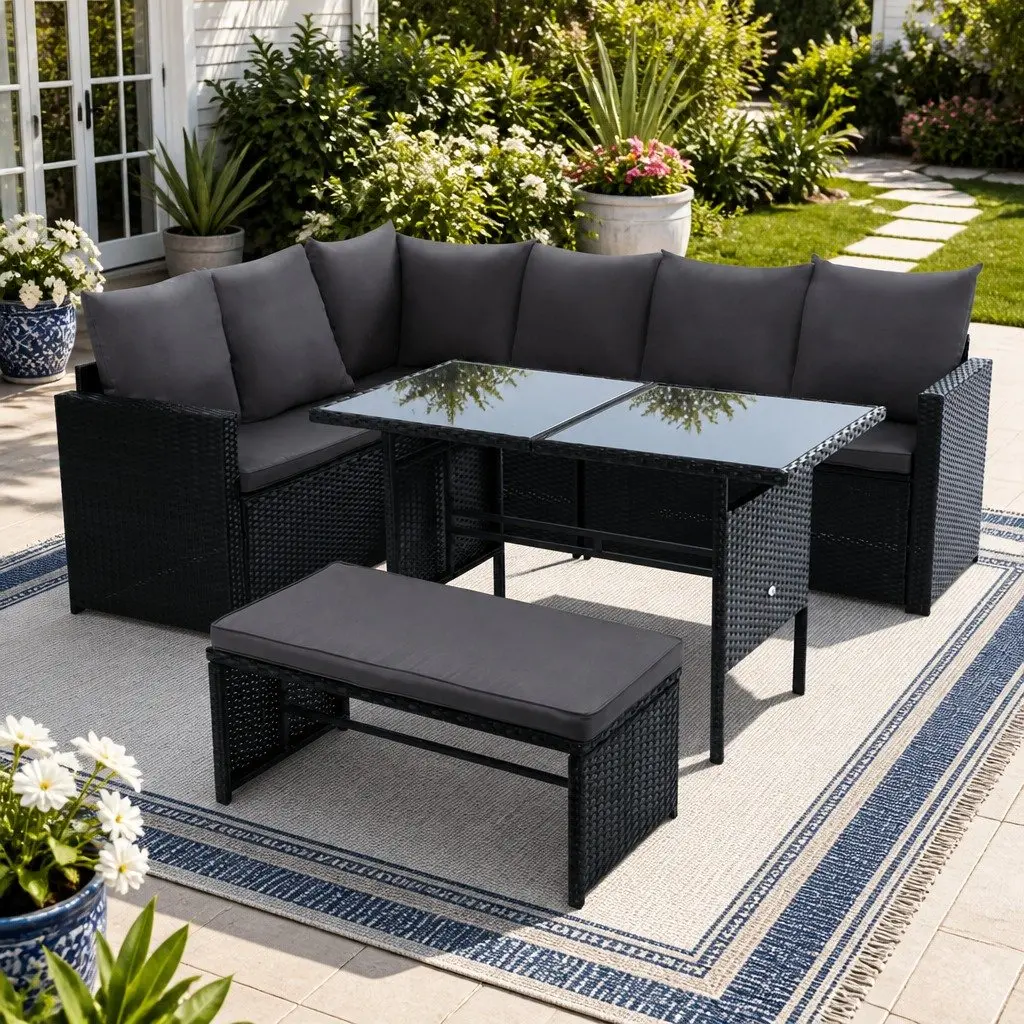 8-Seater Outdoor Sofa Dining Set with Table