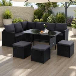 Premium 9-Seater Outdoor Sofa Dining Set with Cover