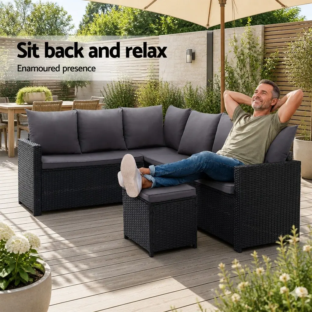 9-Seater Outdoor Sofa Dining Set with Cover