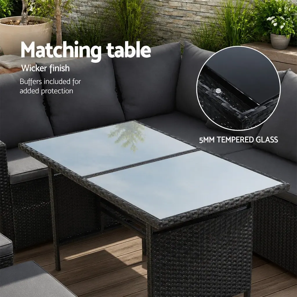 9-Seater Outdoor Sofa Dining Set with Cover