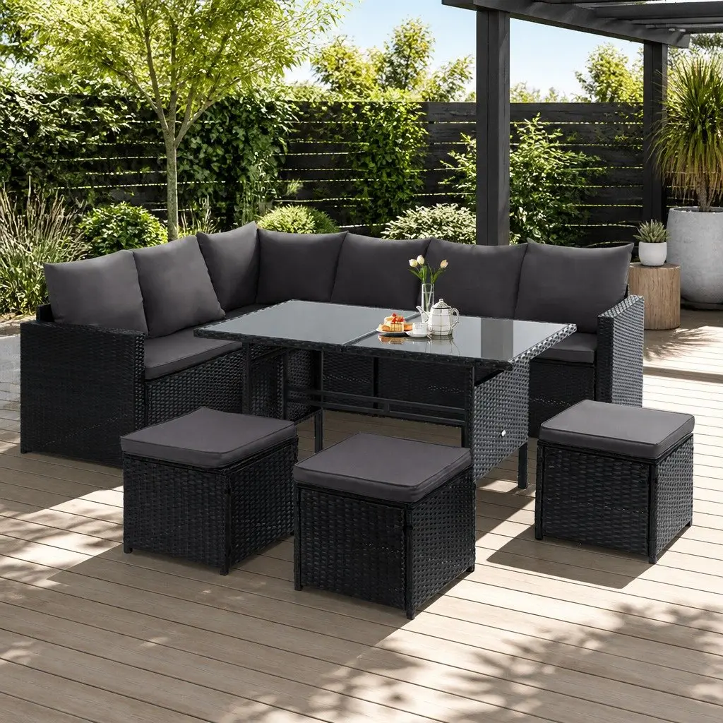 Outdoor Lounge Dining Setting 9 Seater Sofa Set